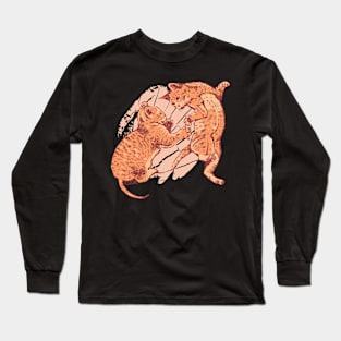 Kittens playing - wild scuffle among kittens Long Sleeve T-Shirt